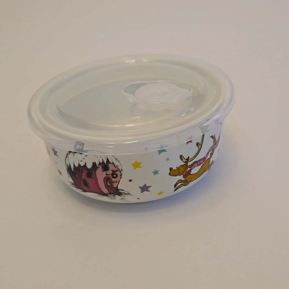 NWOT Dr. Seuss The Grinch Ceramic Food Container with Lid Christmas Holiday